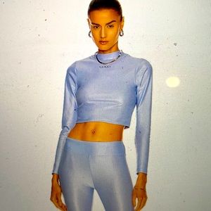 Moral Luca infinity shine long sleeve crop top in bel air blue brand new!